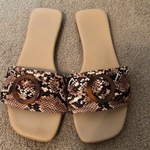 Snakeskin Print Slide Sandals